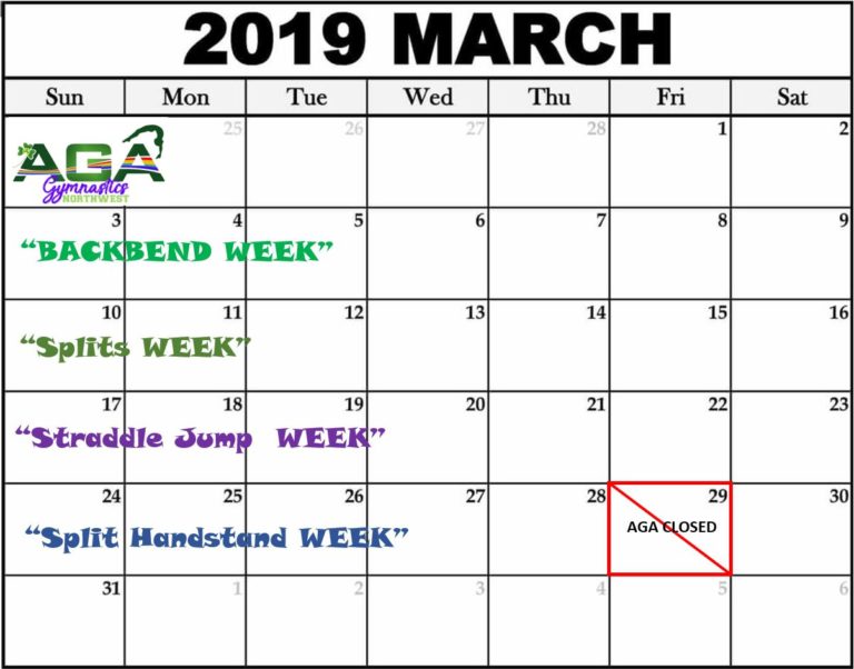 March Calendar AGA Northwest